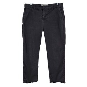 Frank & Eileen Women's 10 Wicklow Ankle Fray Hem Crop Pants Black Italian Chino